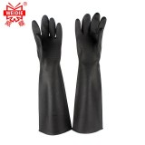威蝶 50cmA-1乳膠手套防水防污耐磨耐酸堿防腐蝕加長防護手套黑色中厚勞保手套