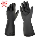 威蝶 34cmA-2乳膠手套防水防污耐磨耐酸堿防腐蝕防護黑色標準厚勞保手套