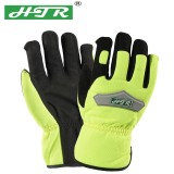 海太爾 0393機械手套安全袖口超纖涂層熒光綠黑 輕型機械手套